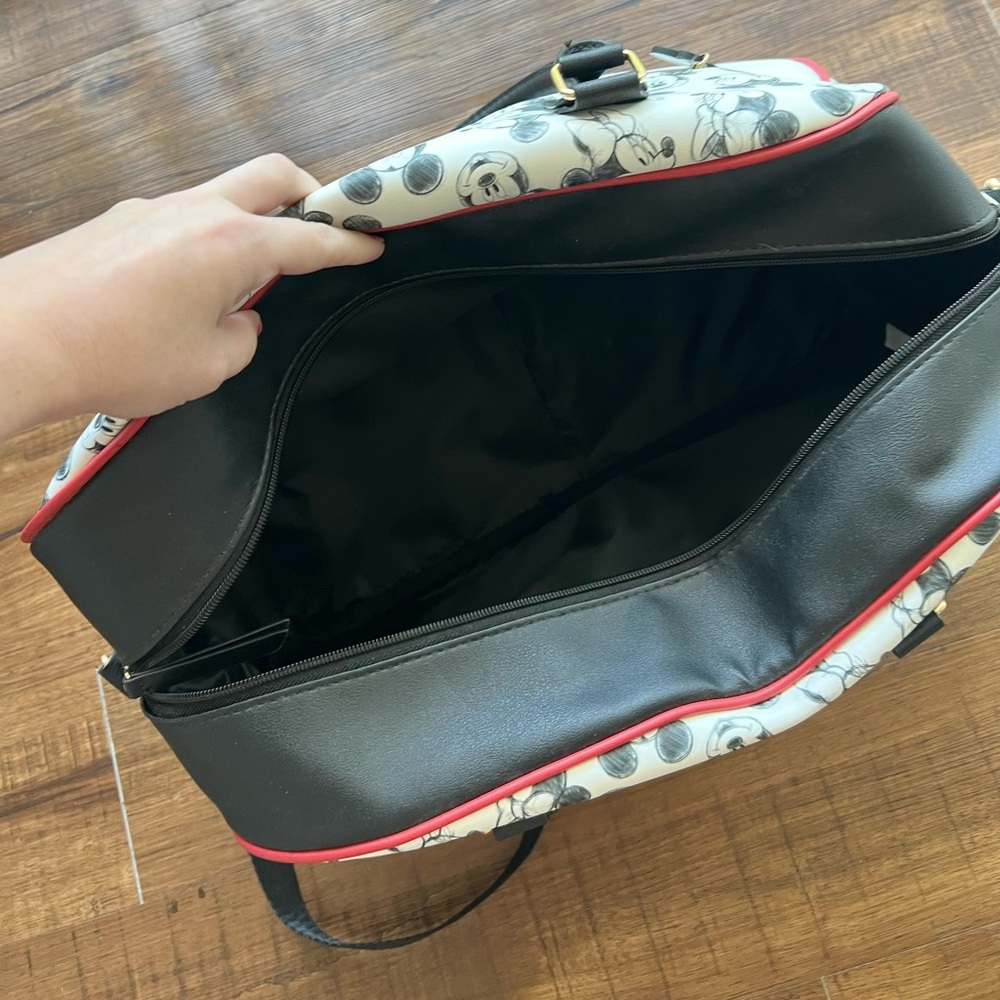Disney Mickey & Minnie Mouse Black White Sketch Print Duffle Weekend Travel Bag - Picture 5 of 10
